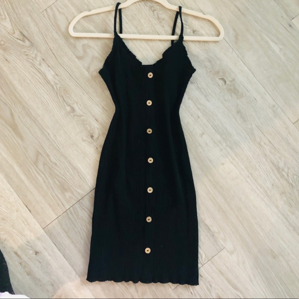 Midi Button down black Dress